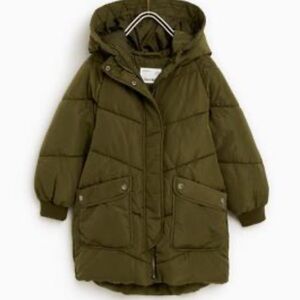 NWOT Zara Kids Khaki Puffer Parka - Hooded Jacket - Size 10